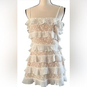 Forever 21 Cream and White Lace Dress. Cute for date party or a summer dress.